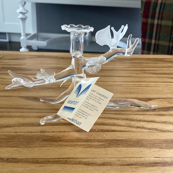 Signed blown glass Eberhart candle holder - Picture 1 of 4